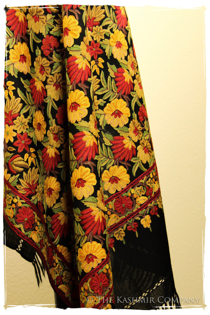 San Francisco Fall Garden Black Kashmir Shawl