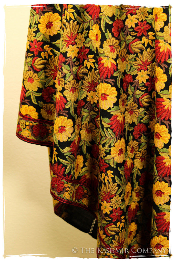 San Francisco Fall Garden Black Kashmir Shawl