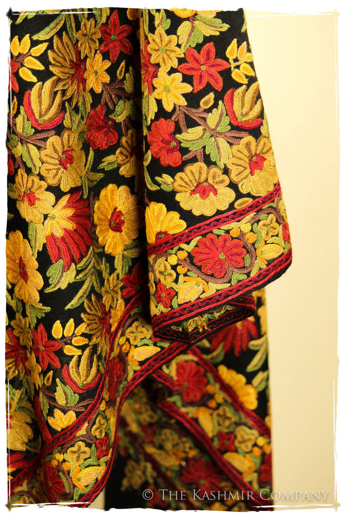 San Francisco Fall Garden Black Kashmir Shawl