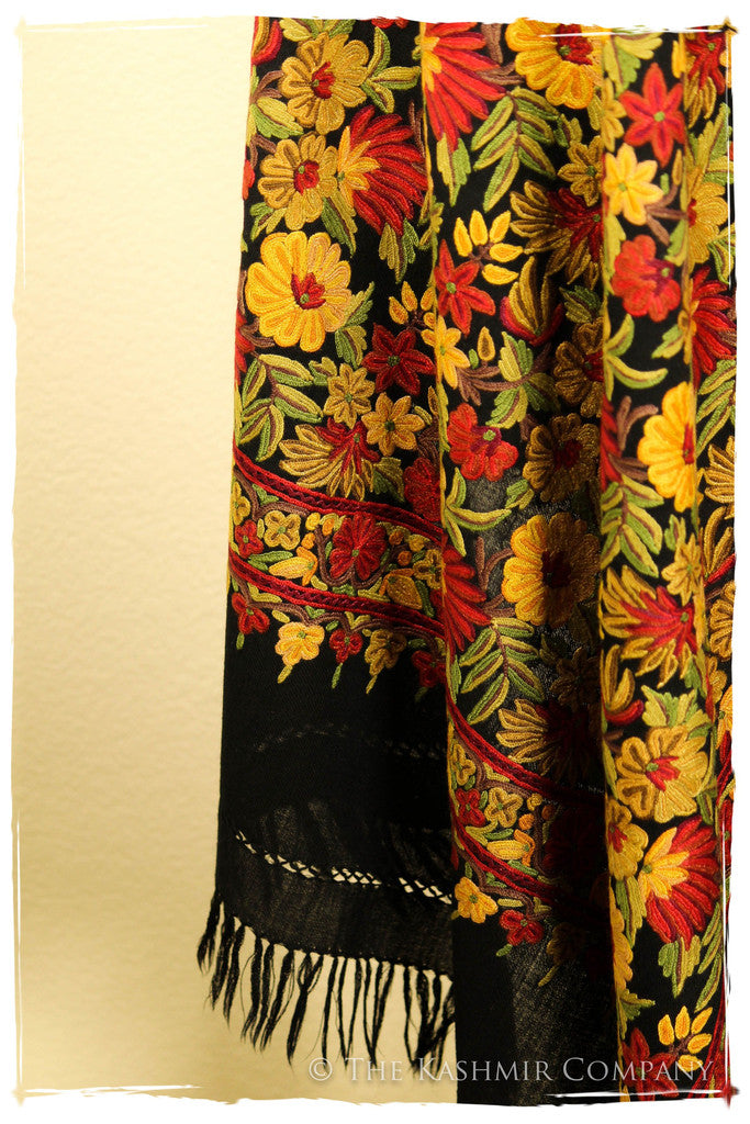 San Francisco Fall Garden Black Kashmir Shawl