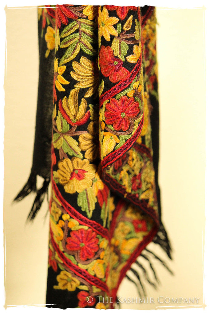 San Francisco Fall Garden Black Kashmir Shawl