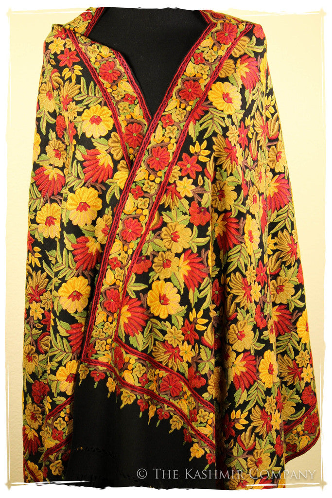 San Francisco Fall Garden Black Kashmir Shawl