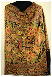 Amaryllis Garden Black Kashmir Shawl
