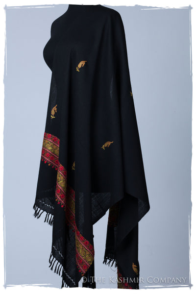 Trois Frontières Noir Rouge Jardin Gift Shawl