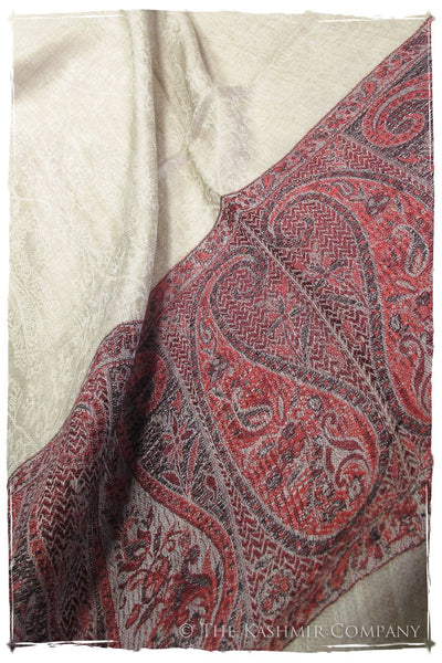 Jacquard Frontiere Rouge Taupe Cashmere Scarf