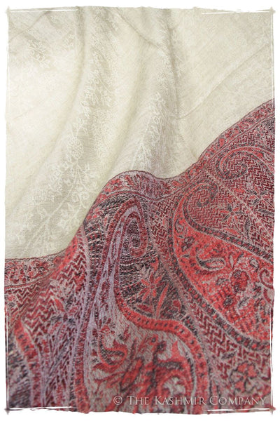 Jacquard Frontiere Rouge Taupe Cashmere Scarf