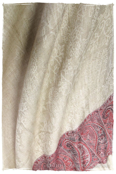 Jacquard Frontiere Rouge Taupe Cashmere Scarf