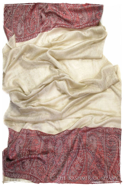 Jacquard Frontiere Rouge Taupe Cashmere Scarf