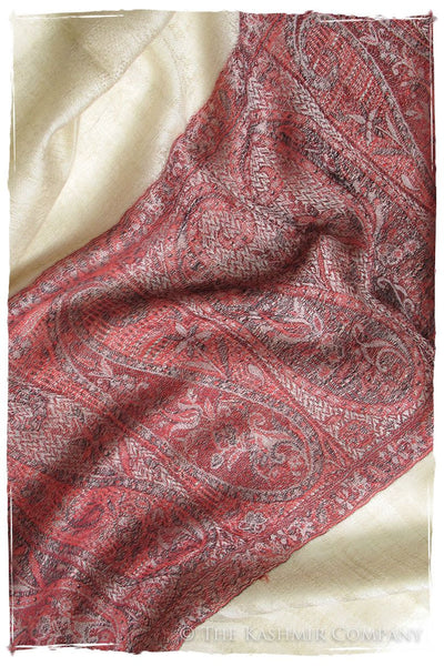 Jacquard Frontiere Rouge Taupe Cashmere Scarf