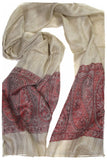 Jacquard Frontiere Rouge Taupe Cashmere Scarf