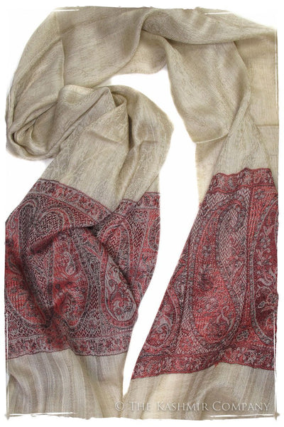 Jacquard Frontiere Rouge Taupe Cashmere Scarf