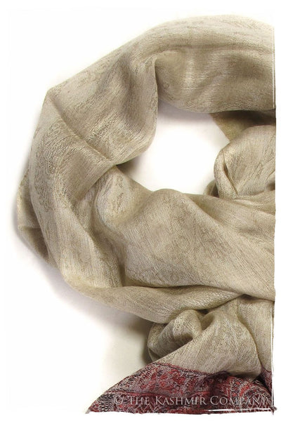 Jacquard Frontiere Rouge Taupe Cashmere Scarf