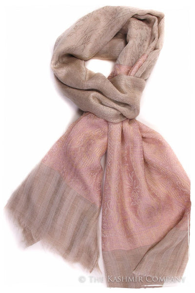 Jacquard Frontiere Lilac Taupe Cashmere Scarf