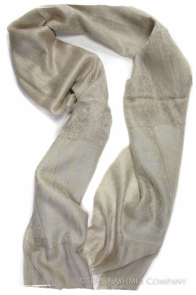 Jacquard Frontiere Silver Taupe Cashmere Scarf