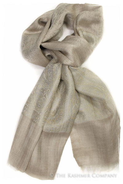 Jacquard Frontiere Silver Taupe Cashmere Scarf