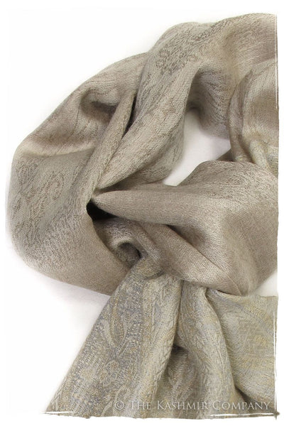 Jacquard Frontiere Silver Taupe Cashmere Scarf
