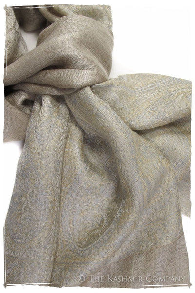 Jacquard Frontiere Silver Taupe Cashmere Scarf