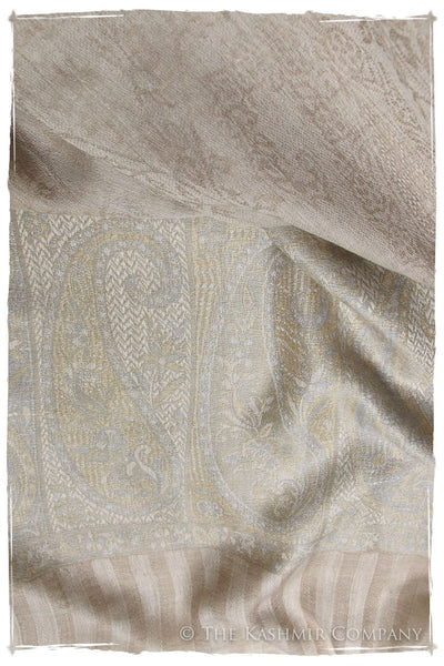 Jacquard Frontiere Silver Taupe Cashmere Scarf