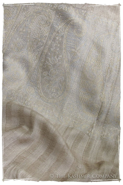 Jacquard Frontiere Silver Taupe Cashmere Scarf