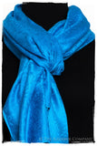 French Blue Royale Paisley Silk Scarf / Shawl