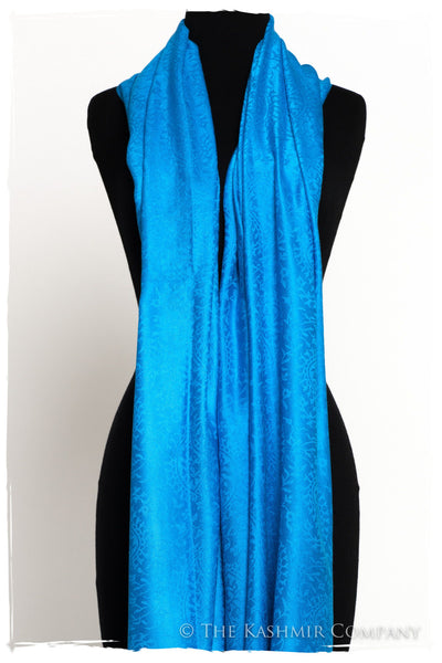 French Blue Royale Paisley Silk Scarf / Shawl