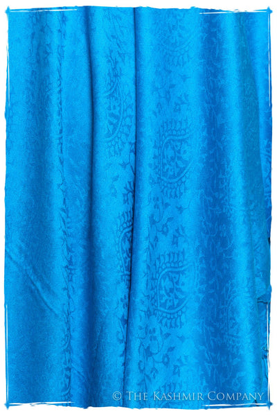 French Blue Royale Paisley Silk Scarf / Shawl