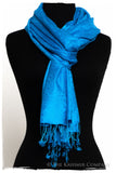French Blue Jacquard Paisley Silk Scarf / Shawl