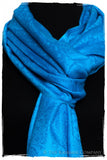French Blue Jacquard Paisley Silk Scarf / Shawl