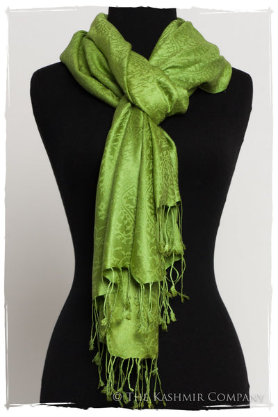 Chartreuse Royale Paisley Silk Scarf / Shawl