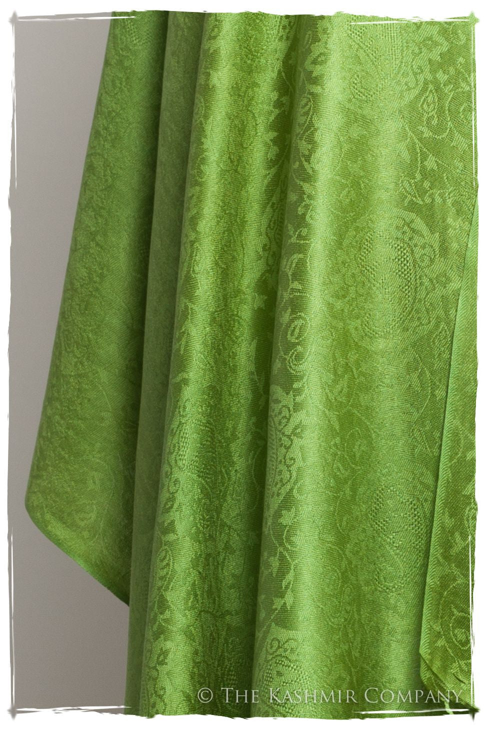 Chartreuse Jacquard Paisley Silk Scarf / Shawl