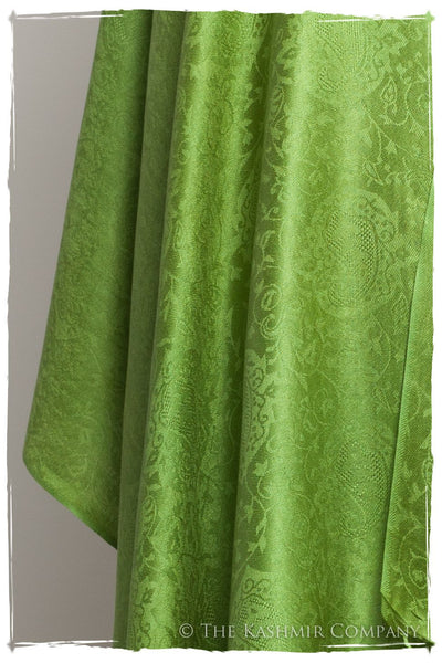 Chartreuse Jacquard Paisley Silk Scarf / Shawl