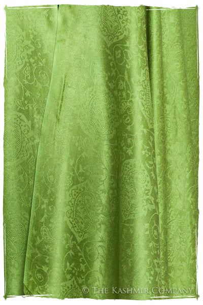 Chartreuse Jacquard Paisley Silk Scarf / Shawl