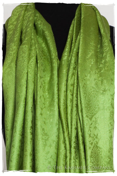 Chartreuse Jacquard Paisley Silk Scarf / Shawl