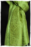 Chartreuse Jacquard Paisley Silk Scarf / Shawl