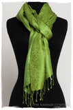 Chartreuse Jacquard Paisley Silk Scarf / Shawl