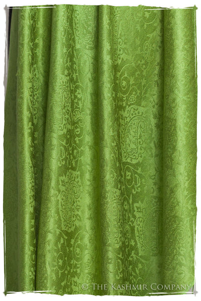 Chartreuse Jacquard Paisley Silk Scarf / Shawl