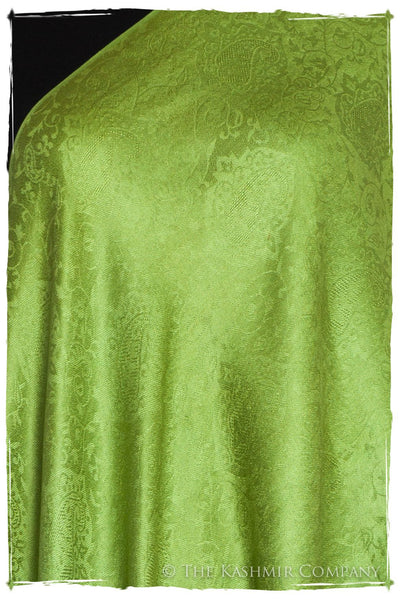 Chartreuse Jacquard Paisley Silk Scarf / Shawl