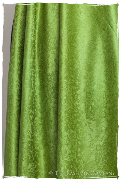 Chartreuse Jacquard Paisley Silk Scarf / Shawl