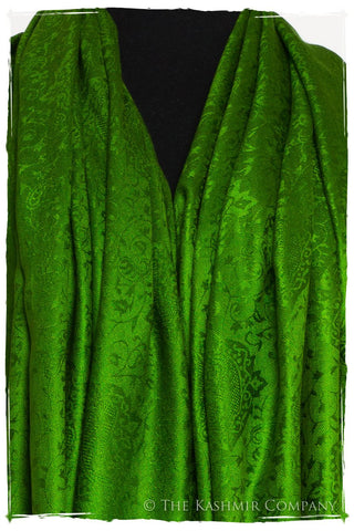 Emerald Jacquard Paisley Silk Scarf / Shawl