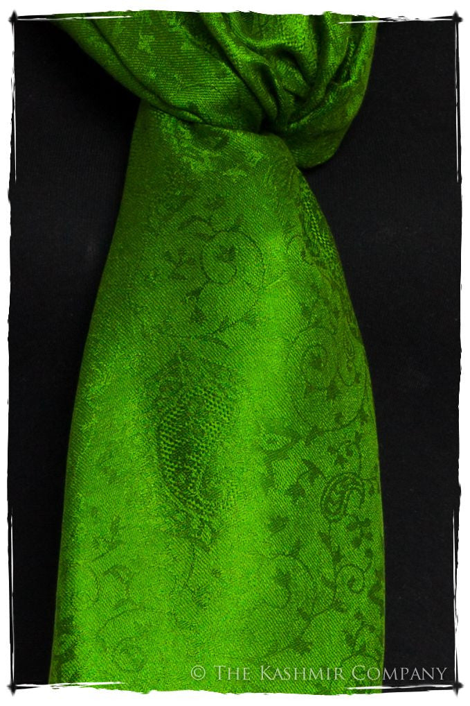 Emerald Jacquard Paisley Silk Scarf / Shawl