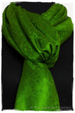Emerald Jacquard Paisley Silk Scarf / Shawl