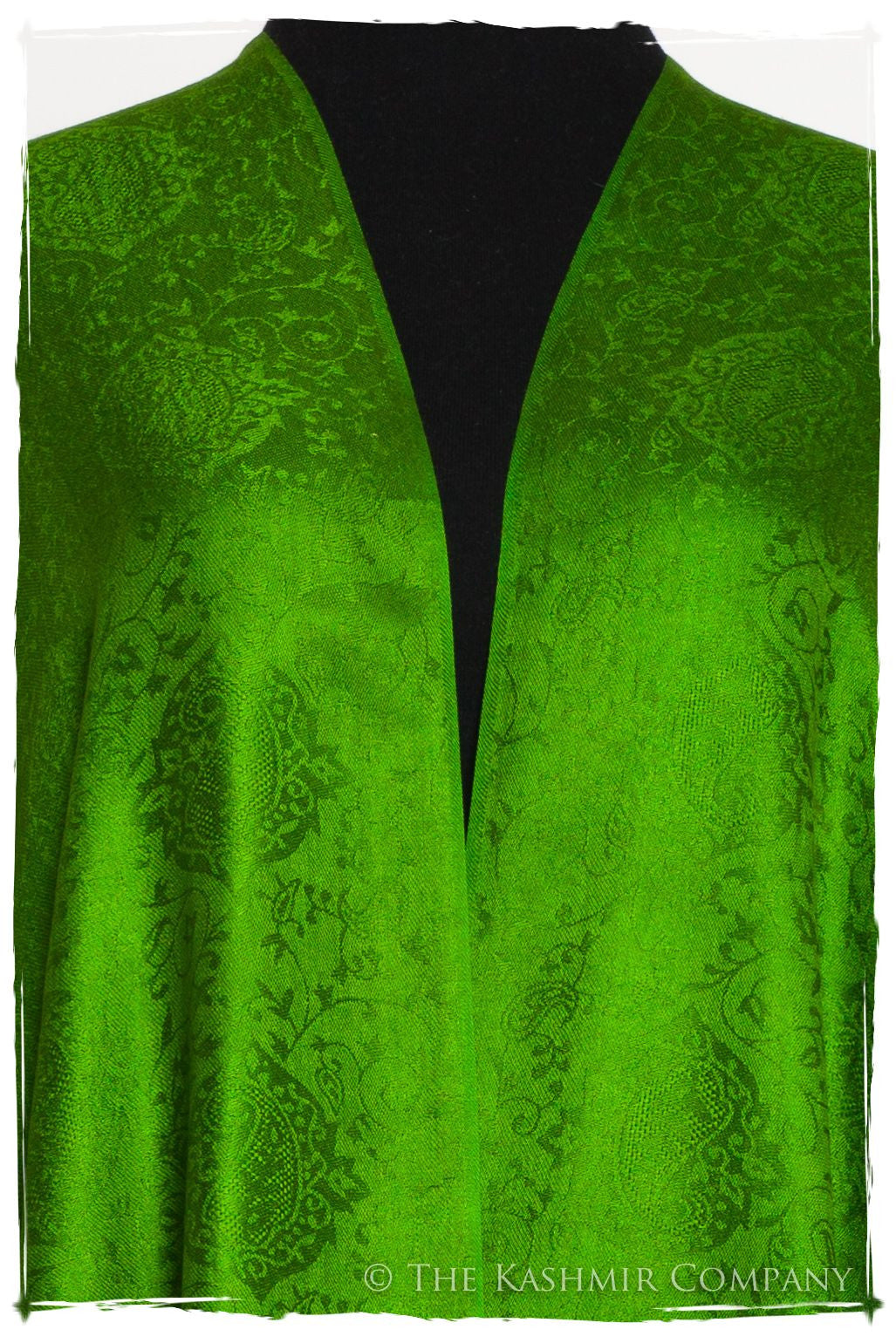 Emerald Jacquard Paisley Silk Scarf / Shawl