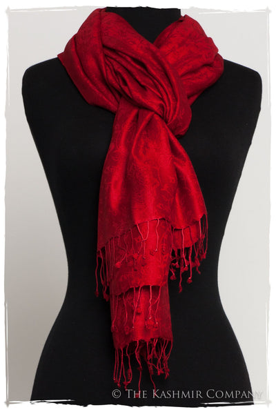 Bordeaux Jacquard Paisley Silk Scarf / Shawl