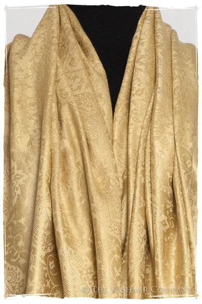 Inca Gold Jacquard Paisley Silk Scarf / Shawl