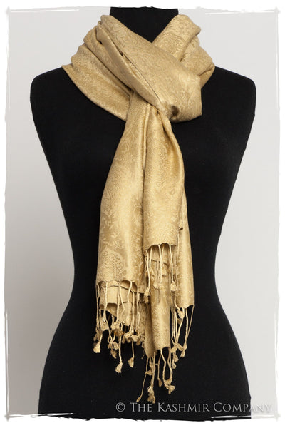 Inca Gold Jacquard Paisley Silk Scarf / Shawl