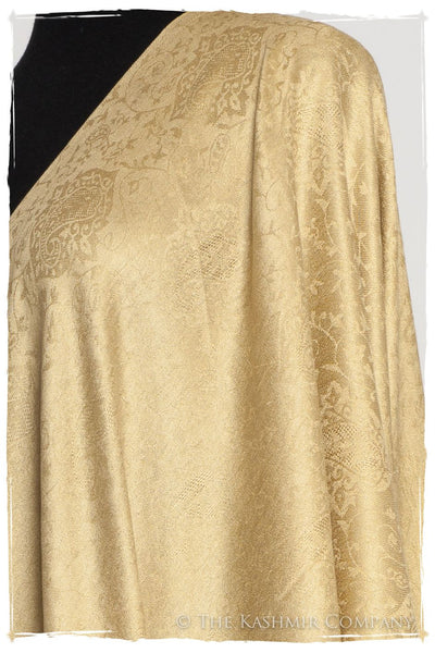 Inca Gold Jacquard Paisley Silk Scarf / Shawl