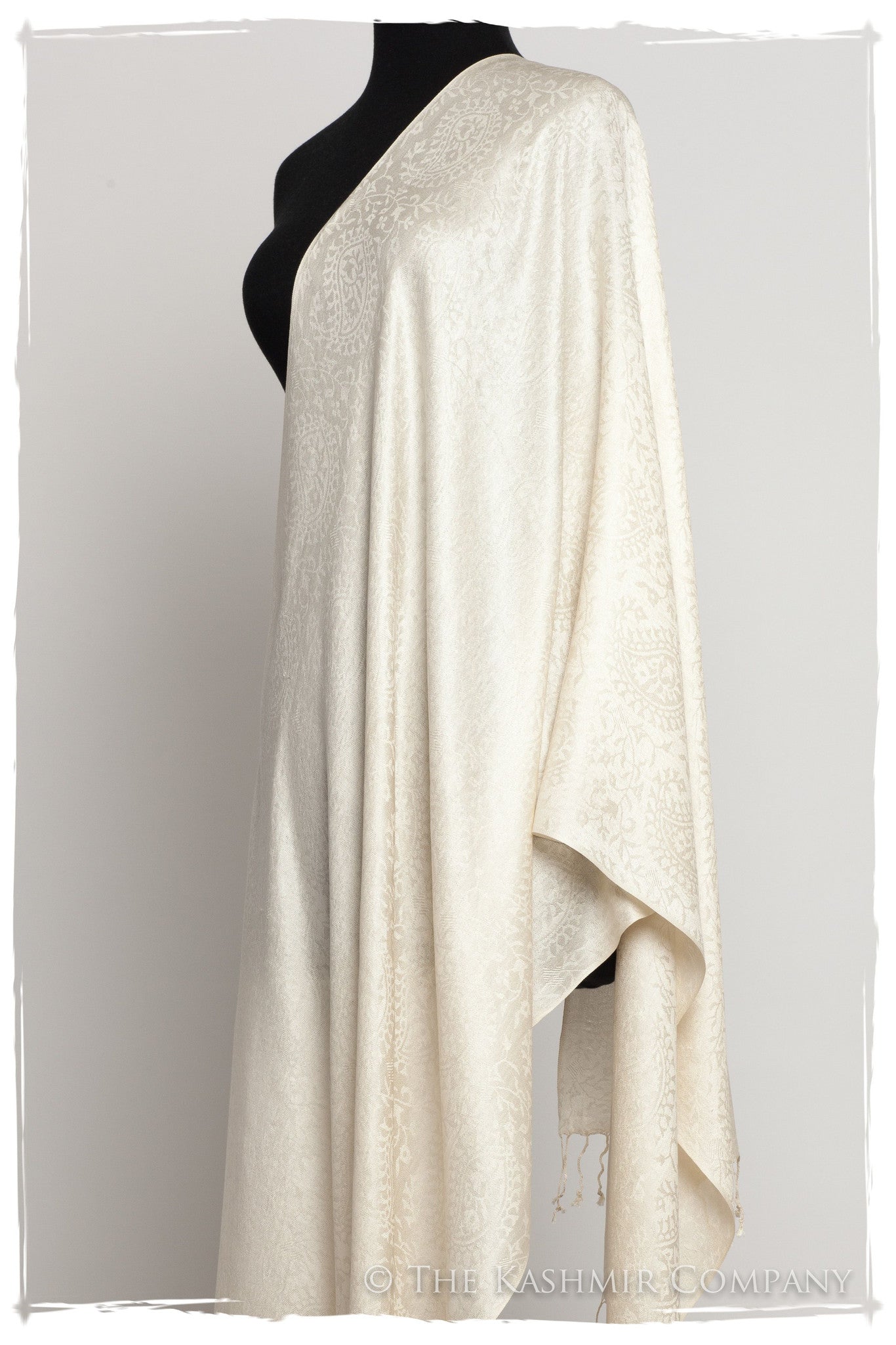 Crème Ivoire Royale Paisley Silk Scarf / Shawl