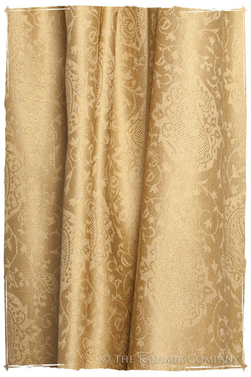 Aztec Gold Jacquard Paisley Silk Scarf / Shawl