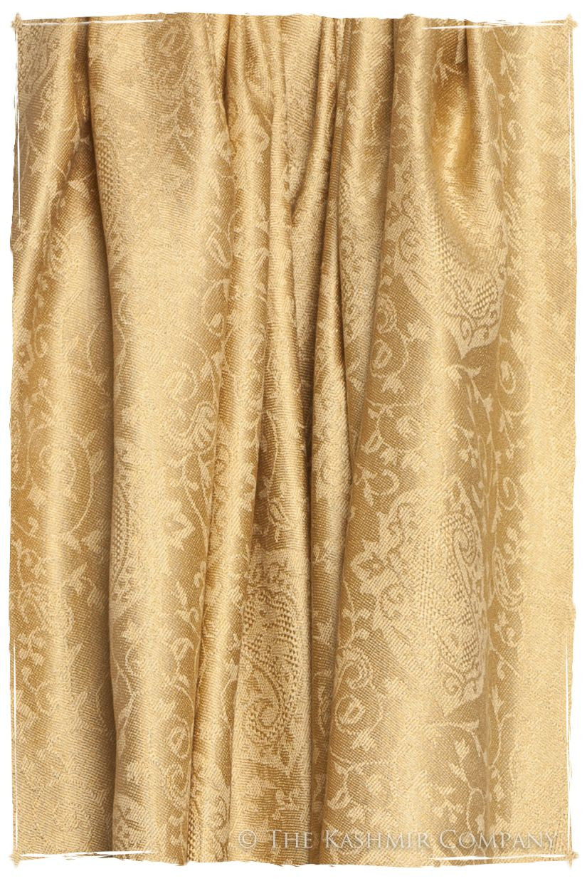 Aztec Gold Jacquard Paisley Silk Scarf / Shawl