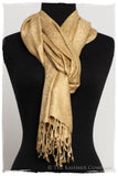 Aztec Gold Jacquard Paisley Silk Scarf / Shawl